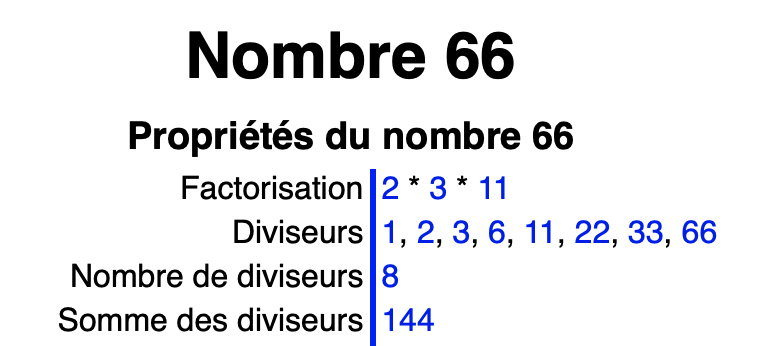 Propriété du nombre 66